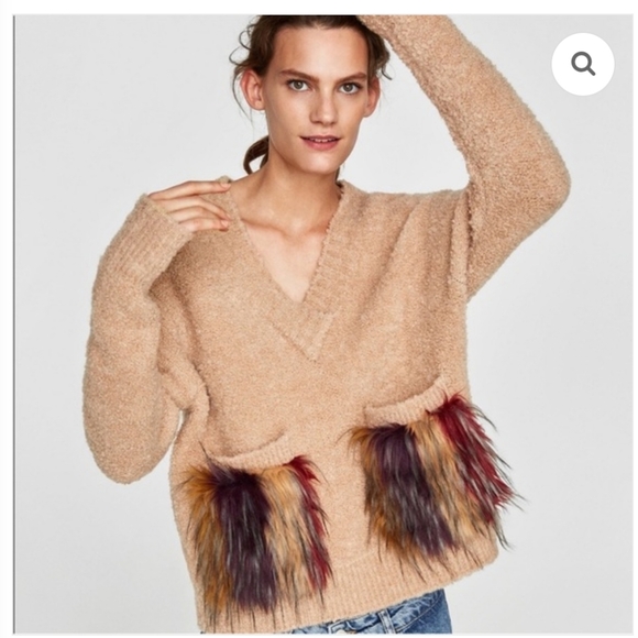 Zara Sweaters - Zara Furry Pocket Sweater